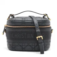 クリスチャンディオール カナージュ レザー 2WAYバニティバッグ ブラック