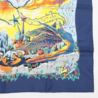 エルメス カレ90 THE ALFEE AUBE 夜明け スカーフ シルク ネイビー THE