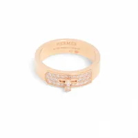 ピ*ん様 【正規品】HERMÈS ケリーリング PM Au750 52号 18K エルメス ケリー ダイヤ リング 750(PG) 6.2g 52 A4298334｜中古