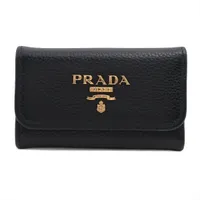 プラダ ヴィッテロ 1PG222 レザー キーケース ブラック×ゴールド