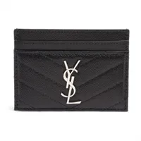 サンローランパリ Vステッチ YSLロゴ 2ME423291 レザー カードケース ブラック