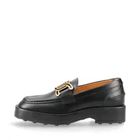 トッズ ケイト レザー ローファー 34.5 レディース ブラック メタルチェーン 厚底