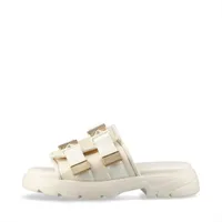 ボッテガヴェネタ フラッシュ レザー×ファブリック サンダル 45 メンズ アイボリー ベルクロストラップ バックル 厚底 保存袋あり