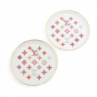 ヴィトン GI0875 セット4 アシェット 陶器：LG3292 ケース：UB4202 プレート 陶器 ホワイト  モノグラム フラワー