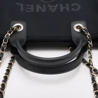 シャネル ドーヴィルMM キャンバス 2WAYトートバッグ ブラック