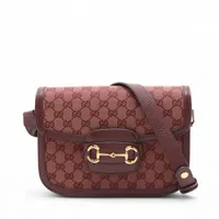 グッチ ホースビット キャンバス×レザー チェーンショルダーバッグ