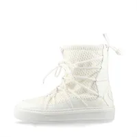 クリスチャンディオール Dior Solar レザー×ファブリック ショートブーツ 36.5 レディース アイボリー×ホワイト CL0920 ビー ロゴ メッシュ 厚底 アッパー黄ばみあり