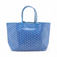 ゴヤール サンルイPM PVCxレザー トートバッグ ブルー