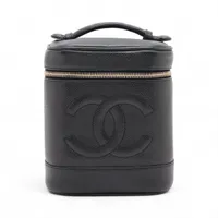 シャネル ココマーク キャビアスキン バニティバッグ ブラック ゴールド金具