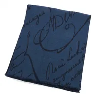 ベルルッティ カリグラフィ マフラー ウール ブルー×ネイビー