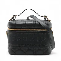 クリスチャンディオール カナージュ レザー 2WAYバニティバッグ ブラック