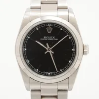 ロレックス オイスターパーペチュアル 77080 SS SS AT ブラック文字盤