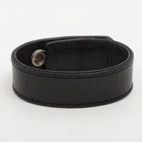 Chrome Hearts 3button 2snap Bracelet Leather 28.3g Black × Silver