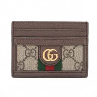 グッチ GGスプリーム オフィディア 523159 PVC×レザー カードケース ブラウン