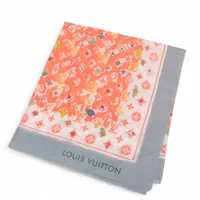 ヴィトン 402336 ショールモノグラム ストール コットン グレー×オレンジ