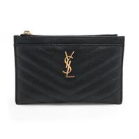 サンローラン Vステッチ GNC584872 レザー ポーチ ブラック