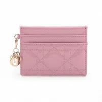 ディオール レディディオール カナージュ パテントレザー カードケース ピンク