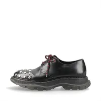 アレキサンダーマックイーン レザー シューズ 40 メンズ ブラック 575429 シワ有 スレ有 片足刻印消え スタッズ欠品有 インソール剥がれ 保存袋付