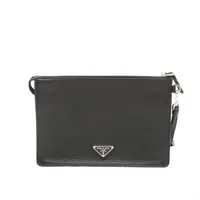 プラダ ヴィッテロ レザー セカンドバッグ ブラック
