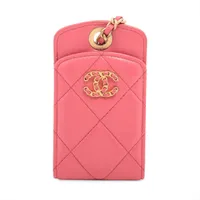 シャネル マトラッセ ラムスキン パスケース ピンク ゴールド金具 29番台