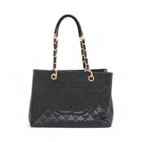 シャネル GST キャビアスキン チェーントートバッグ ブラック ゴールド金具 16番台