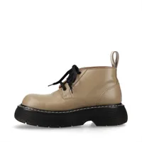 ボッテガヴェネタ The Bounce レザー ショートブーツ 37 レディース ブラック×ベージュ シワ スレ