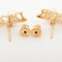 ディオール Diorロゴ ピアス(両耳用) GP×ラインストーン×フェイク