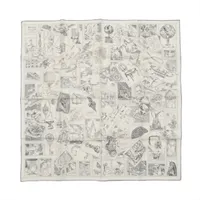 エルメス カレ90 LE PHILATELISTE DU FAUBOURG フォーブルの切手愛好家 スカーフ シルク アイボリー×グリーン