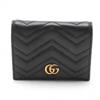 グッチ ダブルG 466492 レザー コンパクトウォレット ブラック