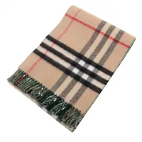 バーバリー ノバチェック マフラー ウール×カシミヤ ベージュ×グリーン