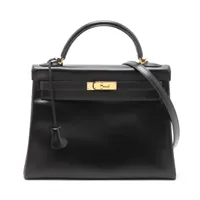 エルメス ケリー32 セリエ ボックスカーフ ブラック ゴールド金具 □E:2001年