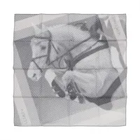 エルメス カレ90 LE SAUT H ソーH スカーフ シルク ホワイト×ブラック