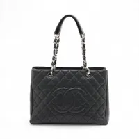 シャネル GST キャビアスキン チェーントートバッグ ブラック シルバー金具 16番台 A50995