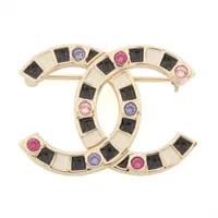 シャネル ココマーク B18A ブローチ GP×ラインストーン ゴールド