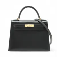 エルメス ケリー28 セリエ ボックスカーフ ブラック ゴールド金具 □I:2005年