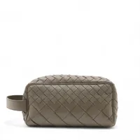 ボッテガヴェネタ イントレチャート レザー セカンドバッグ カーキ