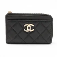 シャネル マトラッセ キャビアスキン フラグメントケース ブラック ゴールド金具 ランダムシリアル