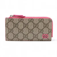 グッチ GGスプリーム 795233 PVC×レザー フラグメントケース ベージュ×ピンク