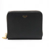 セリーヌ スモールジップウォレット エッセンシャル レザー コンパクトウォレット ブラック