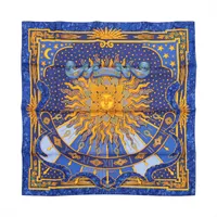 エルメス カレ90 CARPE DIEM 今日一日を楽しむ スカーフ シルク ブルー