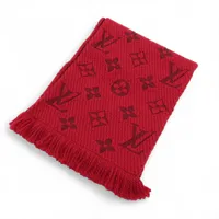 ヴィトン M72432 エシャルプ ロゴマニア GM0137 マフラー ウール×シルク ルビー