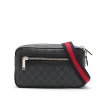 グッチ GGスプリーム PVCxレザー ウエストポーチ ブラック 729094