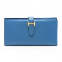 エルメス ベアンスフレ ヴォーエプソン ロングウォレット ブルーフランス ゴールド金具 C:2018年