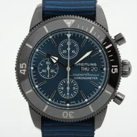 ブライトリング スーパーオーシャン ヘリテージ M13313 SS SS×ナイロン AT ブルー文字盤