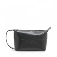 ロエベ パズルフォルド ウォッシュバッグ レザー セカンドバッグ ブラック