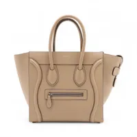 セリーヌ ラゲージ マイクロショッパー レザー ハンドバッグ ブラウン