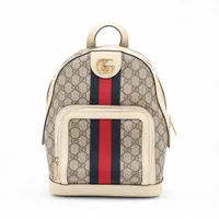グッチ GGスプリーム オフィディア PVCxレザー バックパック/リュック ホワイト 685769
