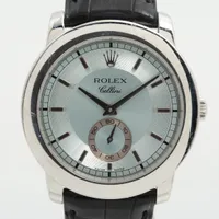 ロレックス チェリーニ 5241/6 PT PT×革 手巻き アイスブルー文字盤