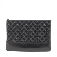 シャネル ガブリエル ドゥ シャネル レザー クラッチバッグ ブラック ガンメタリック金具 25番台