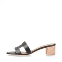 エルメス オアジス レザー サンダル EU36 レディース ブラック 箱 保存袋あり